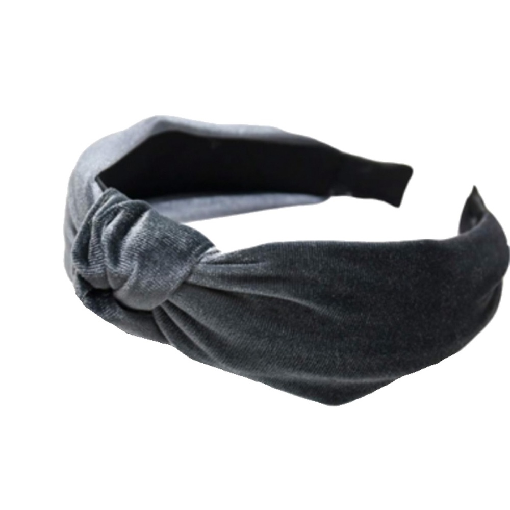 Gray Velvet Knot Headband